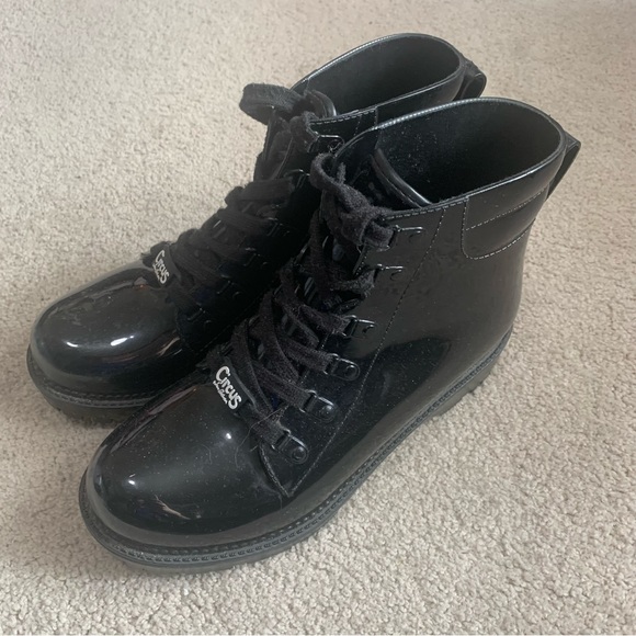 Circus by Sam Edelman Shoes - Sam Edelman Circus Shiny Patent Leather Lace Up Chunky Combat Boots